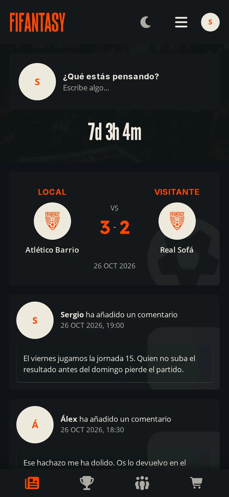 Pantalla de noticias de FIFANTASY